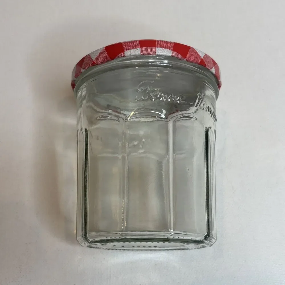 Lot of 3 Bonne Maman Empty Jam Jars 13 oz – Glass Storage w/ Gingham Lids 3.75